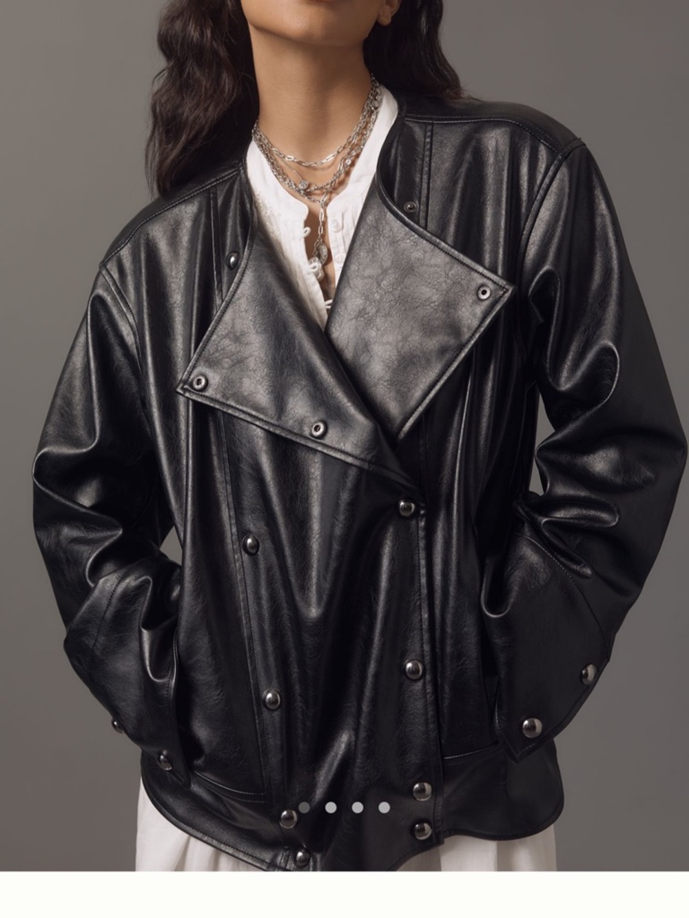 Pilcro Anthropologie faux black leather jacket size small
